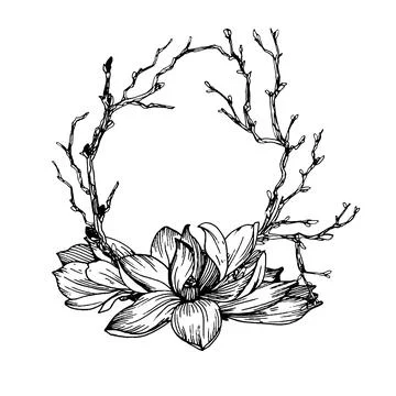 Wreath in engraving style Stock Illustration