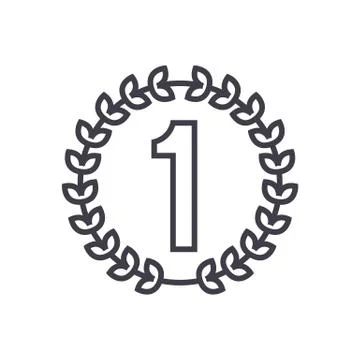 Wreath first vector line icon, sign, illustration on background, editable Stock Illustration