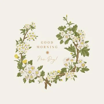 Wreath with flowering branches. Illustrazione stock