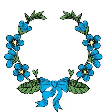 Wreath with flowers Stock Illustration