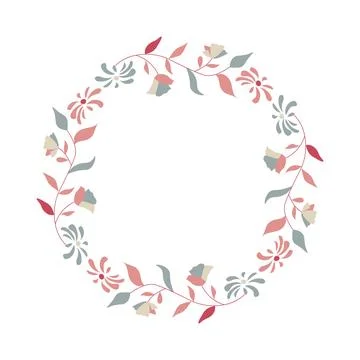 Wreath frame with floral decoration. vector illustration, light colors Stock Illustration