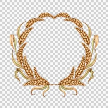 Wreath frame made from ears of wheat in watercolor Stock Illustration