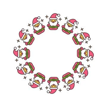 Wreath frame with Santa Claus. Vector illustration Stock Illustration