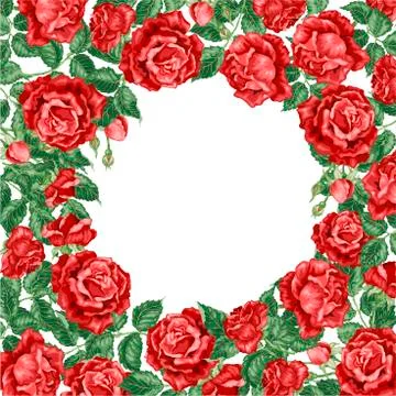Wreath frame vector illsutration decor element with roses Stock Illustration