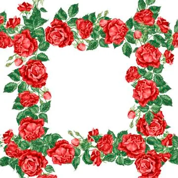 Wreath frame vector illsutration decor element with roses Stock-Illustration