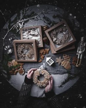 Wreath of gingerbread Stock Photos