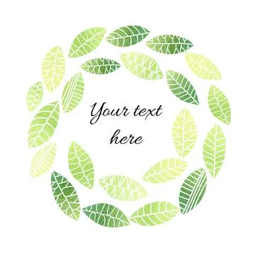 Wreath with Green abstract Leaves Stock Illustration