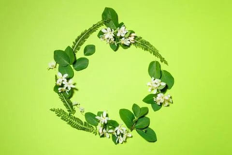 A wreath on a green background Stock Photos
