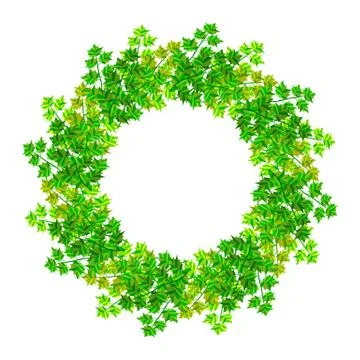 Wreath of green spring leaves vector illustration Stock Illustration