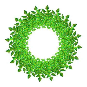Wreath of green spring leaves vector illustration Stock Illustration