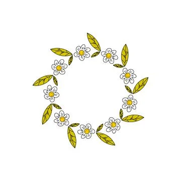Wreath groovy chamomile Illustrazione stock