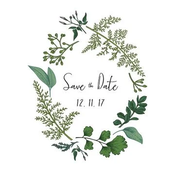 Wreath with herbs and leaves Illustrazione stock