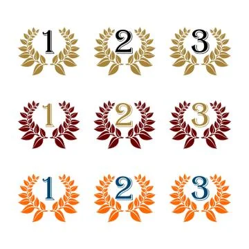 Wreath Laurel Crest Logo Template Illustration Design. Vector EPS 10. Stock Illustration