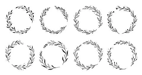 Wreath leaf circle border frame Illustrazione stock