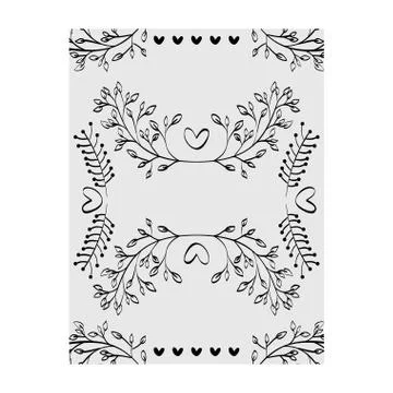 Wreath leafs with hearts frame boho style Illustrazione stock