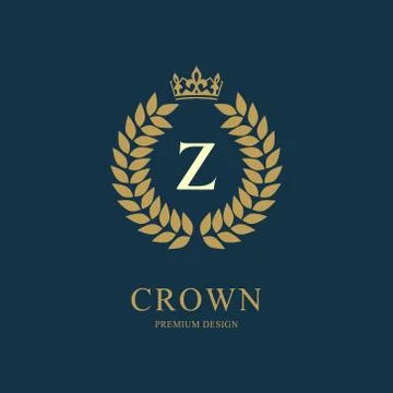 Wreath Monogram luxury design, graceful template. Floral elegant beautiful Z Illustrazione stock
