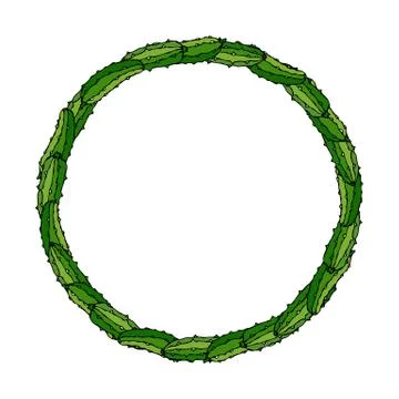 Wreath or Round Frame with Green Cucumbers or Gherkin. Fresh Ripe Vegetable S Stock Illustration