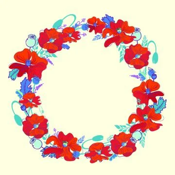 Wreath of red flowers vector Stock Illustration