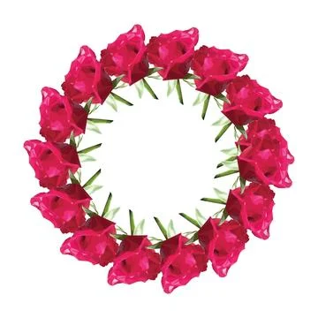 Wreath of roses in polygonal style. Vector illustration isolated on white b.. Stock Illustration