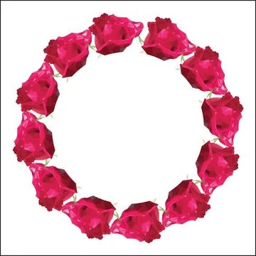 Wreath of roses in polygonal style. Vector illustration on white background. Stock Illustration