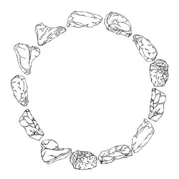 Wreath Round Frame of Popular Steak Types. Beef Cuts Set. For Butcher Shop or Stock Illustration