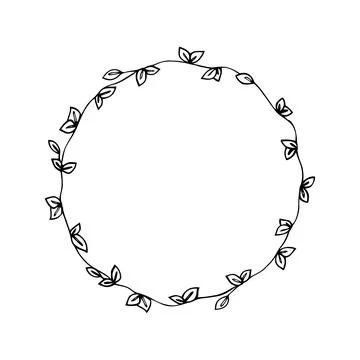 Wreath of simple twigs with different leaves. Stock Illustration