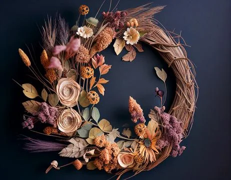 A Wreath on a Solid Dark Background Illustrazione stock