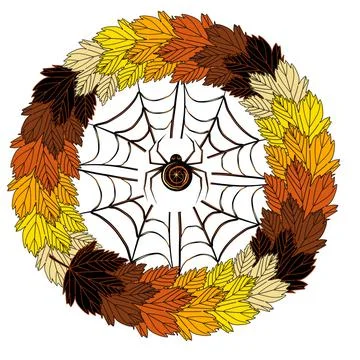 Wreath with spider EPS  JPEG Illustrazione stock