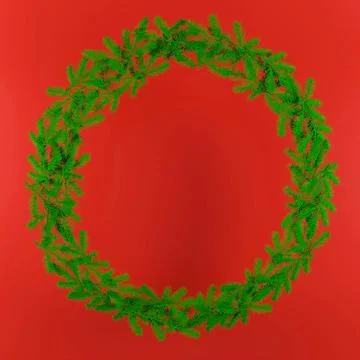 Wreath of spruce branches 3d rendering Stock Illustration