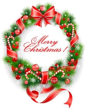 Wreath with  spruce  tree Stock Illustration