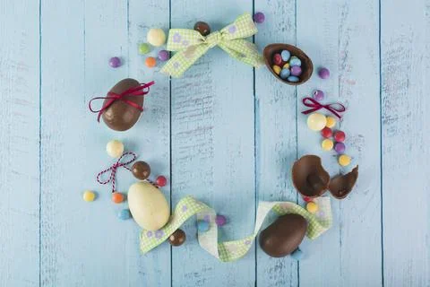 Wreath from sweets ribbon Stock Photos
