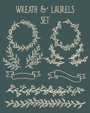 Wreathe graphic set Stock Illustration