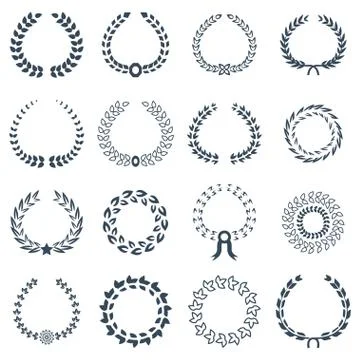 Wreaths collection vector icon set Stock Illustration