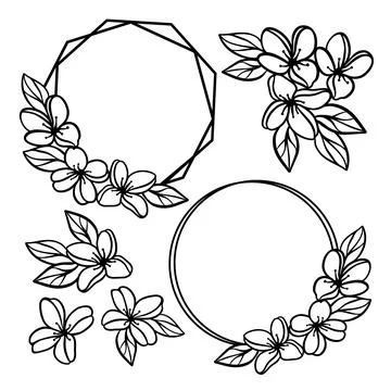 WREATHS WEDDING Flower Compositions Vector Illustration Set Stock Illustration