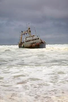Wreck on the beach Stock Photos