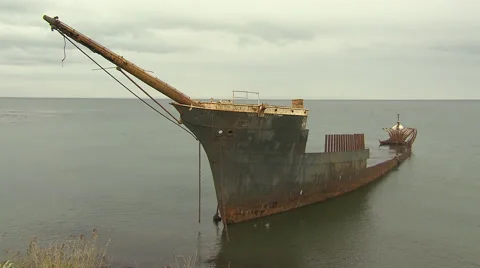 Wreck, Land of Fire Stock Footage 48443384