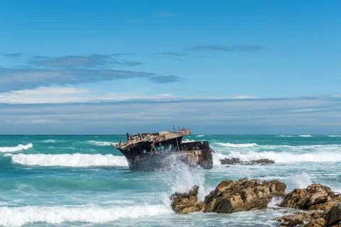 Wreck of the Meisho Maru near, Cape L'Agulha Stock Photos