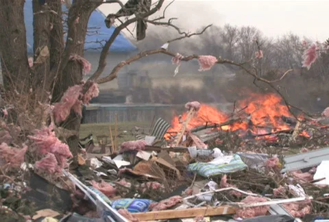 Wreckage With Fire 1 Stock Footage