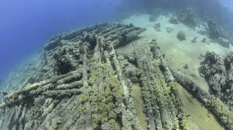 Wreckage from a Shipwreck (Yolanda) Stock Footage 8996904