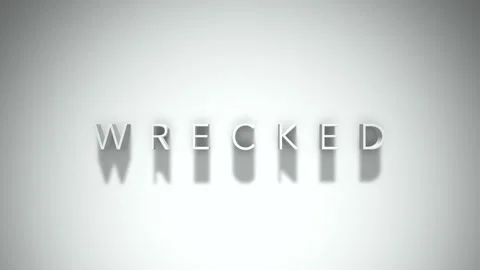 Wrecked 3D title animation with shadows on a white background Stock Footage 297512900