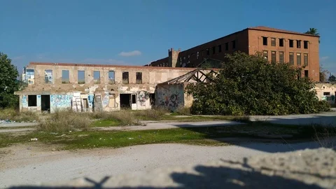 Wrecked Abandoned Buildings Stock Footage 121003344