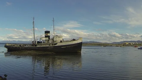 Wrecked boat Stock Footage 100667578