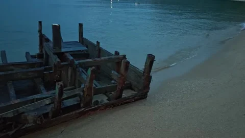 Wrecked boat Stock Footage 328790093