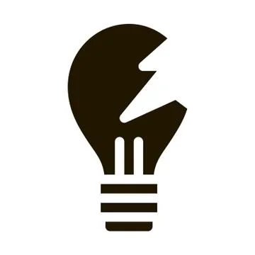 Wrecked Lightbulb Icon Vector Glyph Illustration Stock Illustration