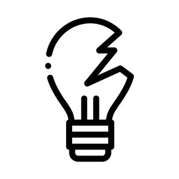 Wrecked Lightbulb Icon Vector Outline Illustration Stock Illustration