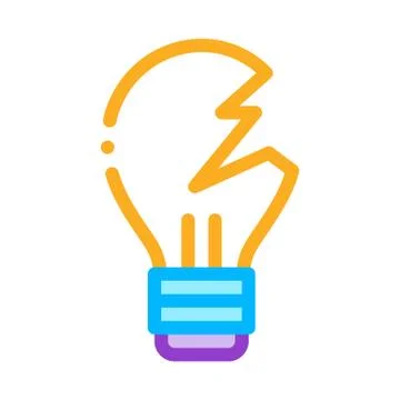 Wrecked Lightbulb Icon Vector Outline Illustration Stock Illustration