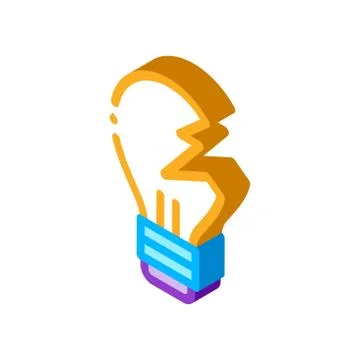 Wrecked Lightbulb isometric icon vector illustration Stock Illustration