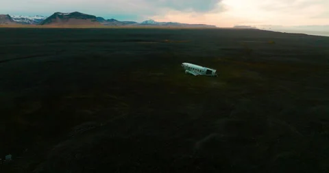 Wrecked Plane on the Beach Stock Footage 228652536