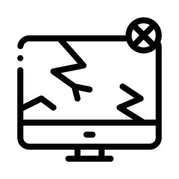 Wrecked Screen Icon Vector Outline Illustration Stock Illustration