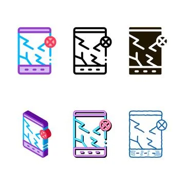 Wrecked tablet forms icon vector outline 스톡 일러스트
